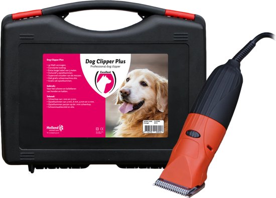 Excellent Dog Clipper Plus - Kabellengte 3 meter - Incl. 2 scheerkoppen en 4 opzetkammen - Professionele hondentondeuse - Constante koeling - Scheermachineolie bijgeleverd - 35 Watt - Zwart/Oranje