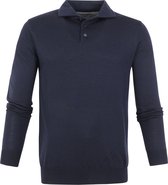 Suitable - Prestige Merino Anton Long Sleeve Polo Donkerblauw - M - Modern-fit