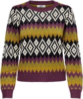 Jacqueline de Yong Trui Jdylyra L/s Jacqaurd Pullover Knt 15244139 Grape Wine/jacquard Dames Maat - XL