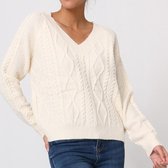 Fiev Knitted Sweater Ecru . T-shirt Dames - Shirt Dames  Shirt Lange Mouwen Dames