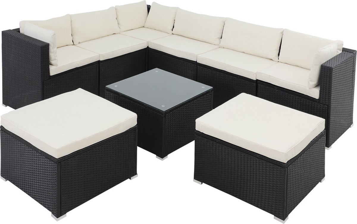 Casa Polyrotan XL loungeset 26-delig. Zwart