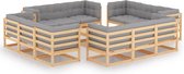 Decoways - 13-delige Loungeset met kussens massief grenenhout