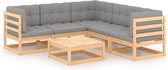 Decoways - 6-delige Loungeset met kussens massief grenenhout