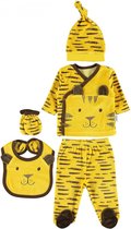 Monddoek cadeau - Baby 5-delige newborn kleding set jongens - Leeuw - Newborn set - Babykleding - Babyshower cadeau - Kraamcadeau
