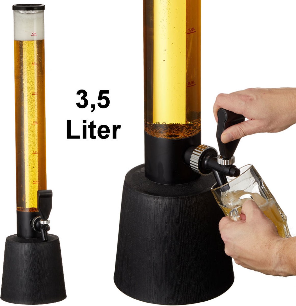 Decopatent® Grote staande XL Biertap met Tap kraan - Drank dispenser - Bar butler - Biertoren - Limonadetap - Alcohol Tafeltap - 3.5 Liter