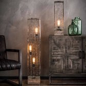 dePauwWonen Rechthoek mesh houten voet Staande lamp - incl led lampen - E27 - Verweerd koper; Grijs; Wit