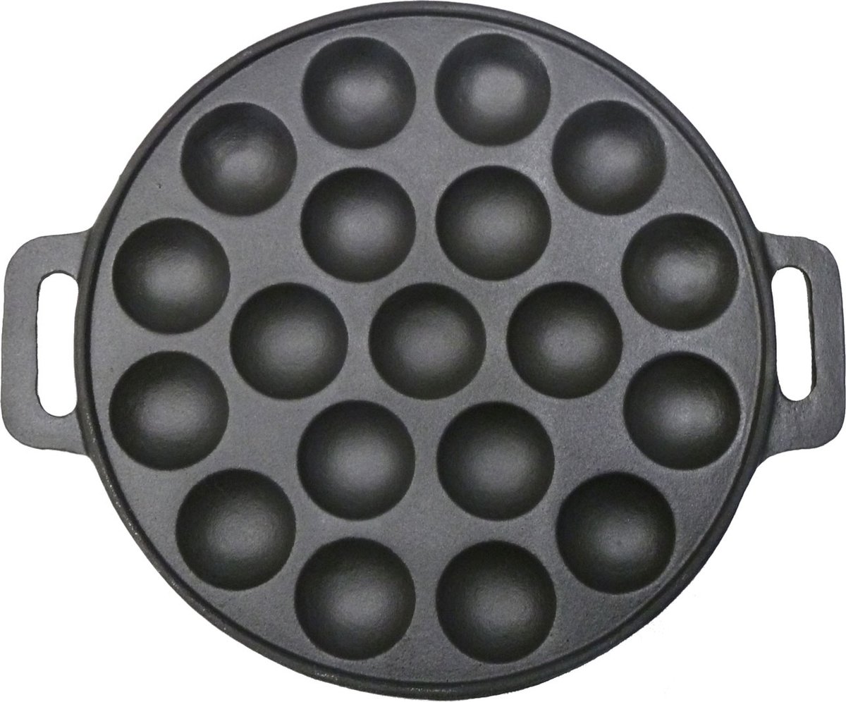 Poffertjesplaat gietijzer voor 15 poffertjes 235cm. Alle warmtebronnen.