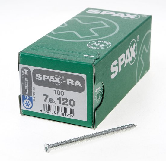 Spax-RA Kozijnschroeven torx platverzonken kop T30 7.5 x 120mm