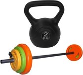 Tunturi - Fitness Set - Halterset 20 kg incl stang - Kettlebell 2 kg