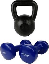 Tunturi - Fitness Set - Vinyl Dumbbell 2 x 4 kg - Kettlebell 16 kg