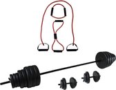 Tunturi - Fitness Set - Vinyl Barbell/Dumbbell Set 50Kg  - Tubing Set Rood