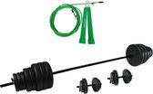 Tunturi - Fitness Set - Vinyl Barbell/Dumbbell Set 50Kg  - Springtouw Groen