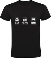 EAT SLEEP GAME | Kinder T-shirt 104 | Zwart | Videogame | Spelcomputer | Hobby | Levensstijl | Grappig | Cadeau