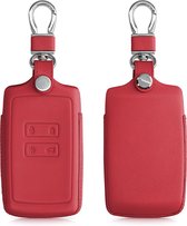 kwmobile autosleutelhoes voor Renault 4-knops Smartkey autosleutel (alleen Keyless Go) - Hoesje voor autosleutel in rood - Leren hoes