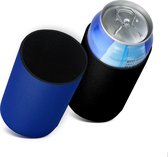kwmobile 2x 330ml / 355ml Blik blikjeskoeler - Voor bier- en frisdrankblikjes - Koeler voor drankblikjes in zwart / blauw - 6,5 x 10 cm