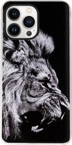 ADEL Siliconen Back Cover Softcase Hoesje Geschikt voor iPhone 13 Pro Max - Leeuw Zwart
