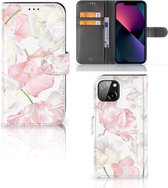 GSM Hoesje Geschikt voor iPhone 13 Wallet Book Case Cadeau voor Mama Lovely Flowers