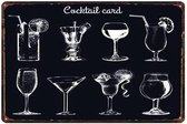 Retro Muur Decoratie uit Metaal Vintage Cocktails 20x30cm DU1593