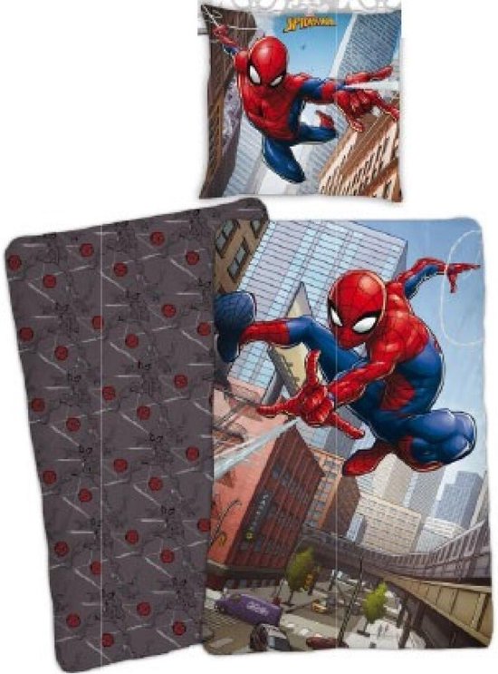 SpiderMan Dekbedovertrek City - Eenpersoons - 140 x 200 cm - Katoen
