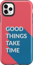 Apple iPhone 11 Pro Max Telefoonhoesje - Extra Stevig Hoesje - 2 lagen bescherming - Met Quote - Good Things - Rood