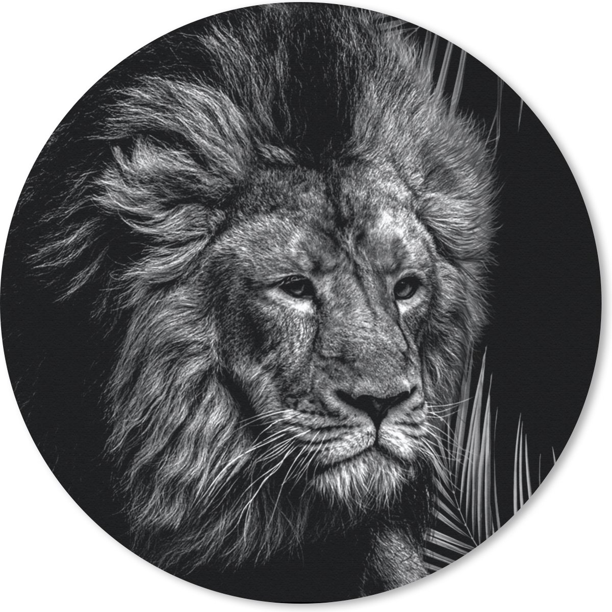 Muismat rond 30x30 cm - Mousepad Leeuw - Varen - Zwart - Wit - Ronde muismatten