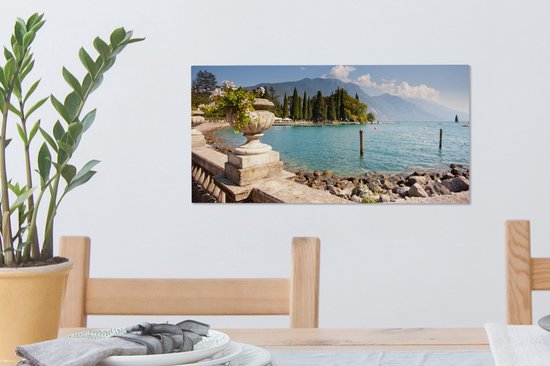 Tableau sur Toile Lac de Garde - Côte - Water - 40x20 cm - Décoration murale