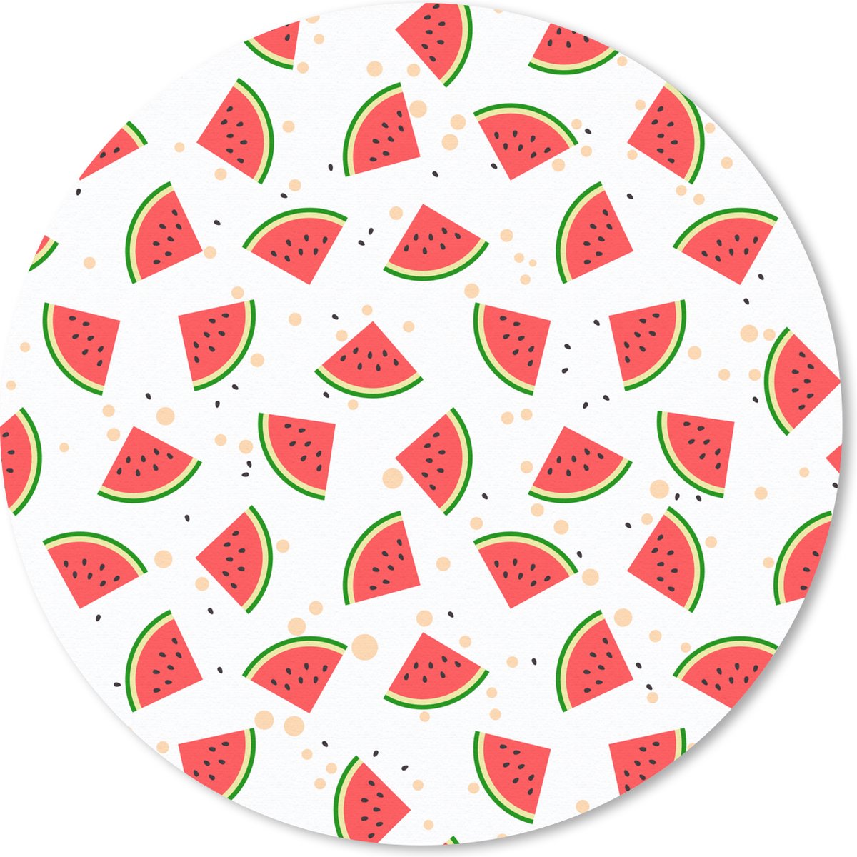 Muismat - Mousepad - Rond - Zomer - Watermeloen - Roze - 20x20 cm - Ronde muismat