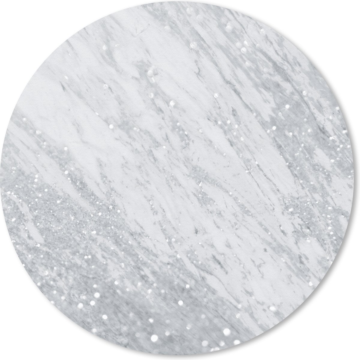 Muismat rond 30x30 cm - Mousepad Marmer - Glitter - Zilver - Ronde muismatten