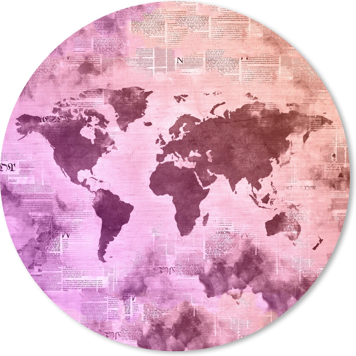 Muismat rond 30x30 cm - Mousepad Wereldkaart - Rook - Kranten - Ronde muismatten