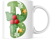 Kerst Mok met  afbeelding: kerst letter B | Kerst Decoratie | Kerst Versiering | Grappige Cadeaus | Koffiemok | Koffiebeker | Theemok | Theebeker