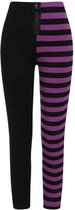 Banned Legging -M- HALF BLACK HALF STRIPES Paars