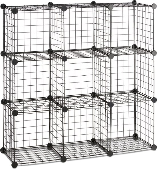 Vakkenkast Girona - 275x40x240H cm - open vakken in bovenkast en 2 klepdeuren - 4 greeploze
