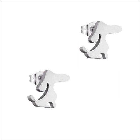 Aramat jewels ® - Zweerknopjes oorbellen hond zilverkleurig chirurgisch staal 9mm