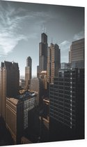 Sears Willis Tower in de kenmerkende skyline van Chicago - Foto op Dibond - 60 x 90 cm