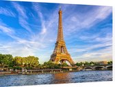 De Eiffeltoren en de Seine bij zonsondergang in Parijs - Foto op Dibond - 60 x 40 cm