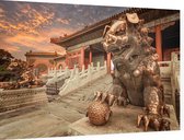 Bronzen leeuw in de Verboden Stad van Beijing in China - Foto op Dibond - 90 x 60 cm