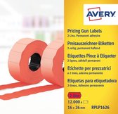 Prijstangetiketten Avery permanent 26x16mm rood 10 rol in doos