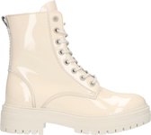 Manfield - Dames - Off-white veterboots van lakleer - Maat 41