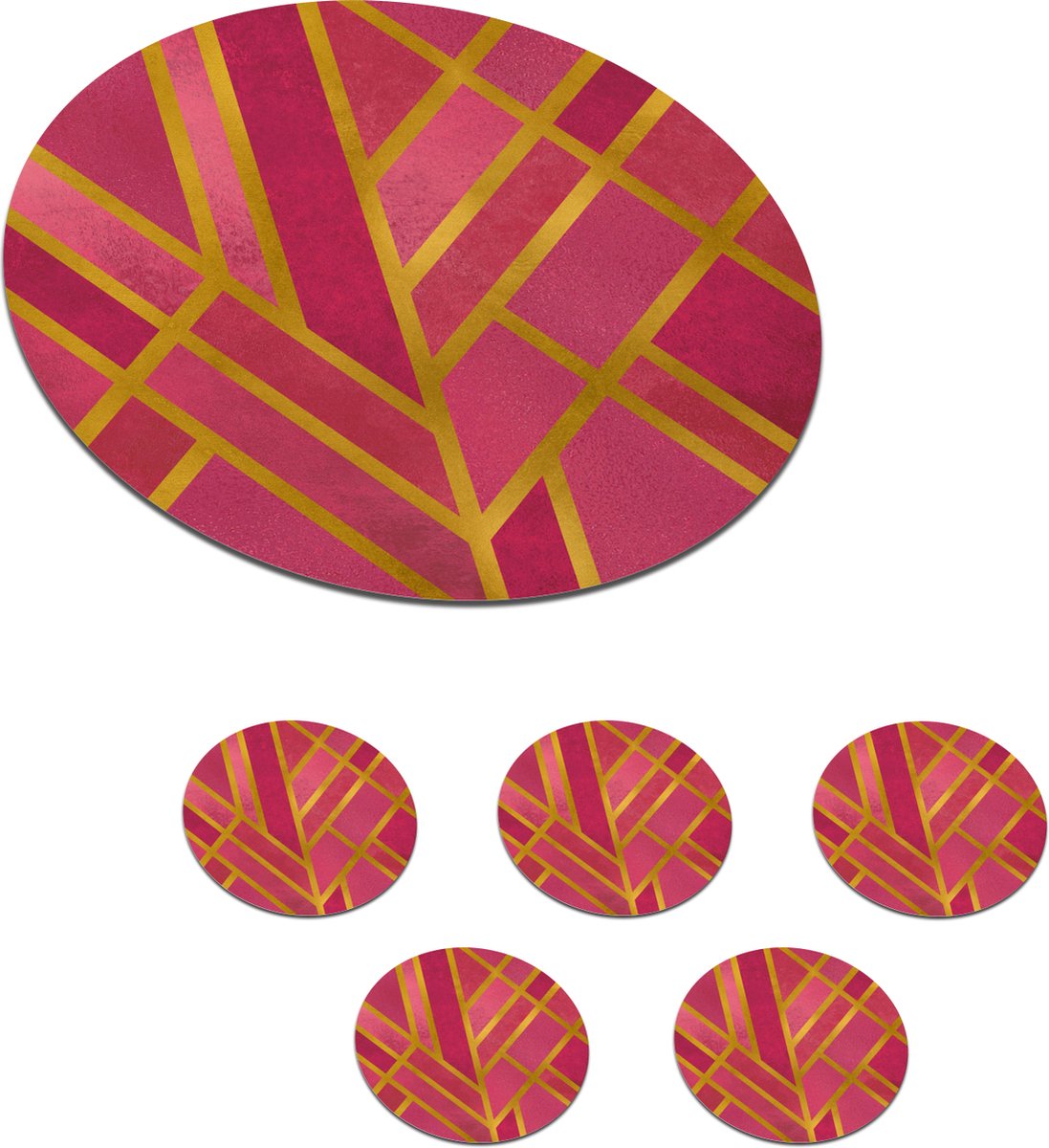 Onderzetters voor glazen - Rond - Goud - Design - Luxe - 10x10 cm - Glasonderzetters - 6 stuks