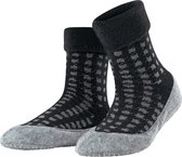 FALKE Cosy Houndstooth Dames Sokken - Zwart - Maat 37-38