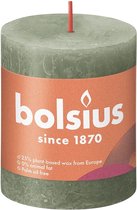 4 stuks Bolsius olijfgroen rustiek stompkaarsen 80/68 (35 uur) Eco Shine Fresh Olive