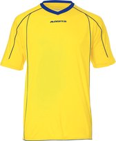 Masita | Sportshirt Heren & Dames Korte Mouw - Striker - Licht Elastisch Polyester Ademend Vocht Regulerend - YELLOW/ROYAL BL - 128