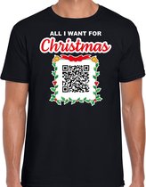 Kerst QR code kerstshirt All I want: Alleen maar zuipen heren zwart - Bellatio Christmas sweaters M