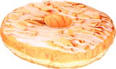Donut sierkussen oranje met glazuur en witte cholocade sprinkels 40 cm - Snoepgoed / eten funny sierkussens - Kinderkamer
