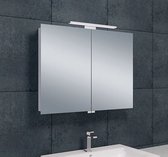 Bally Luxe Spiegelkast 80x60x14cm Met LED Verlichting Stopcontact Binnen en Buiten Spiegel Glazen Planken Aluminium