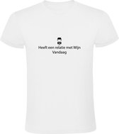 Heeft een relatie met Wijn, Vandaag | Heren T-shirt | Wit | Facebook | Status | Liefde | Drank | Bier | Feest | Festival | Kroeg