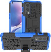 Rugged Kickstand Back Cover - OnePlus Nord 2 Hoesje - Blauw