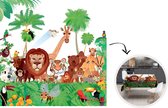 Tafelkleed - Tafellaken - 100x100 cm - Wilde dieren - Jungle - tekening - Binnen en Buiten