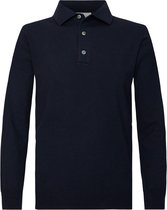 Profuomo - Long Sleeve One Piece Polo Donkerblauw - L - Slim-fit