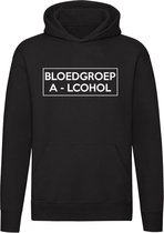 Bloedgroep Alcohol | Unisex | Trui | Sweater | Hoodie | Capuchon | Zwart | Ijzer | Drank | Bier | Wijn | Kroeg | Feest | Festival